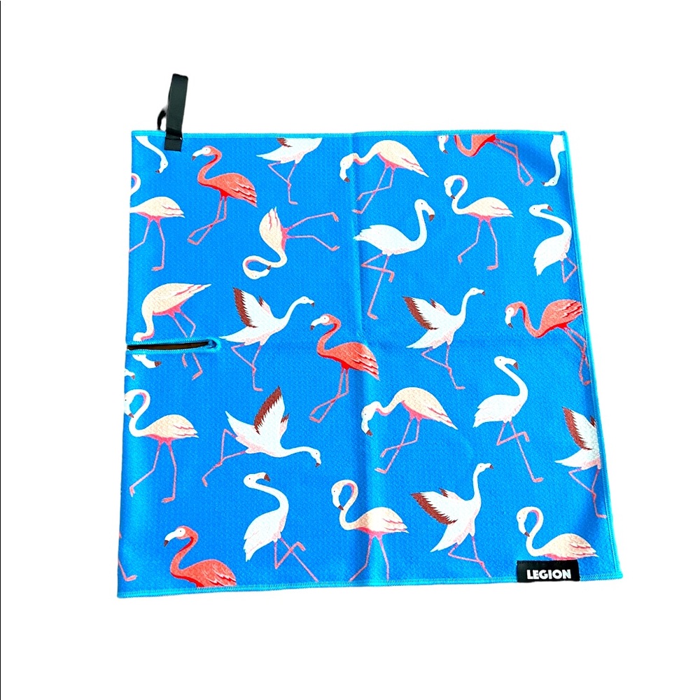 BLUE FLAMINGO TOUR GOLF TOWEL